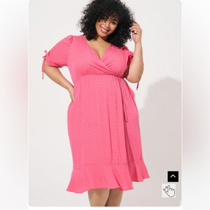 New Torrid Midi Swiss‎ Linen Surplice summer Dress size 1X honeysuckle pink